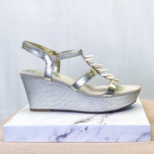 ANNE KLEIN Women's Retro Silver 90s Chunky Platform Shoes 7.5 KASANDRA Sandals